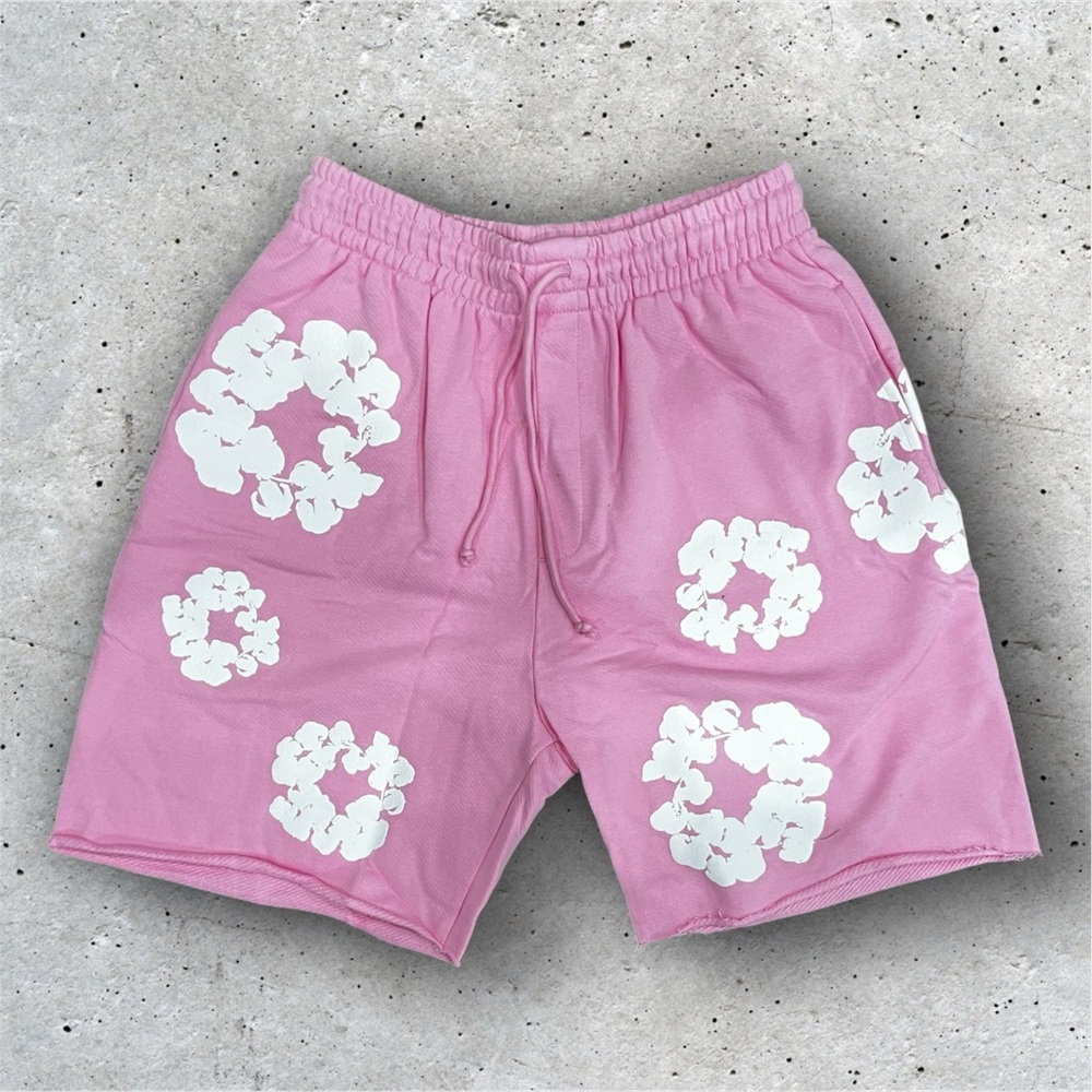 Denim Tears The Cotton Wreath Shorts Pink S/M - Authentic - Free Shipping
